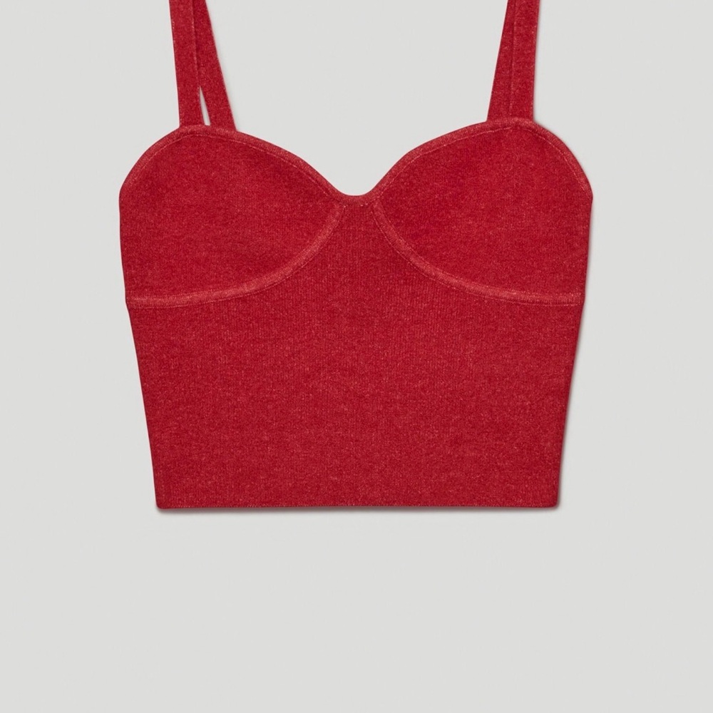 Aritzia Wilfred Red Cropped Bustier Tank Top